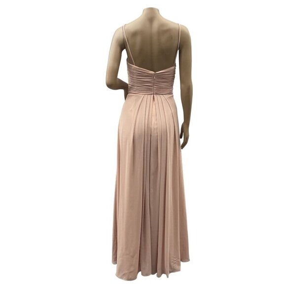 Wtoo By Watters Chiffon Spaghetti Straps Bridesmaids Maxi Dress Blush Pink 10 - Picture 2 of 9